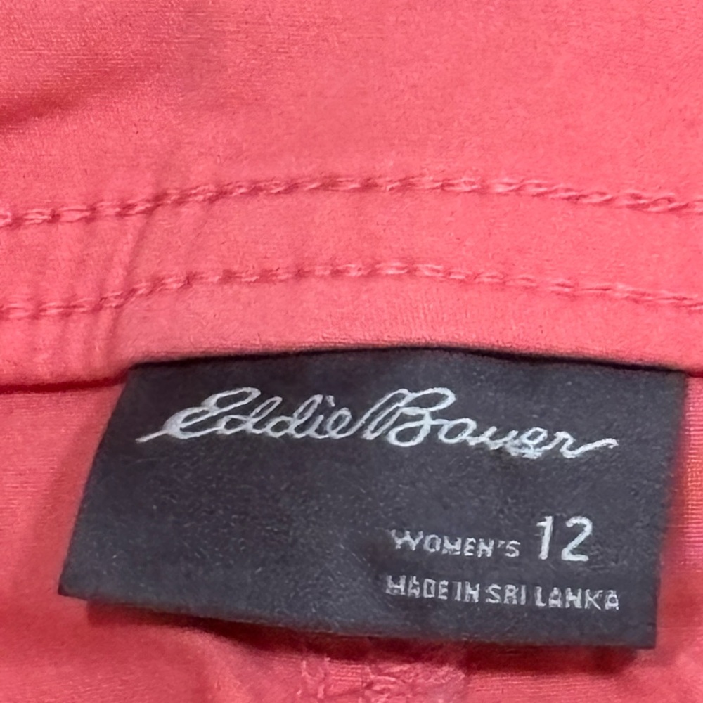Women’s Eddie Bauer Cotton Blend Coral Orange Chino Shorts 5” Inseam Size 12 - Picture 4 of 5